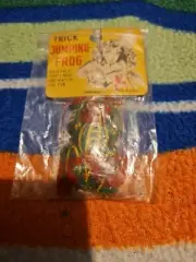 Vintage Metal Tin Toy Made In Japan Green FROG Spring Jumping 2-1/8" Sealed