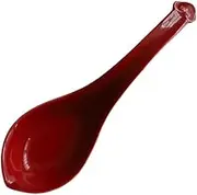 Tablespoons China Jingdezhen Ceramic Spoon Green Glaze Red Glaze Spoon, High Temperature Firing, Ingenious Craftsmanship Serving Spoon (Color : Red Glaze)