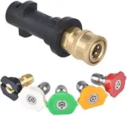 WADY Pressure Washer Gun Adapter,1/4'' Quick Connect Washer Gun Adapter with 5 Pcs Spray Nozzle Tips Pressure Washer Tips Replacement for Karcher K2, K3, K4, K5, K6, K7