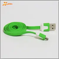 在飛比找PChome24h購物優惠-Micro USB通用款彩色麵條型傳輸充電扁線（綠色）