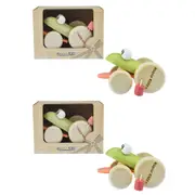 2x Kaper Kidz Eco Play Push A Long Croaking Frog Kids Wooden Sensory Toy 12m+