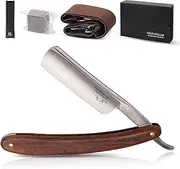 Straight Razor Rosewood Handle Straight Razor Kit Shaving For Men & Barber Shaving Gift with Leather Strop 5 Piece