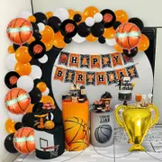 94pcs Basketball Balloon Garland Arch Kit - Birthday Banner - Cake Topper - Trophy Basketball Foil Balloons - for Kids Birthday Party Decor