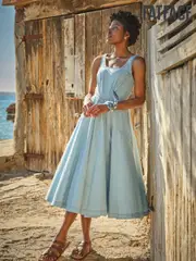 FatFace Maria Blue Denim Midi Dress (AK9452) | $166