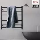 ACA Electric Heated Towel Rail Rack Warmer Dryer 6 Bar Square Black Wall Mount