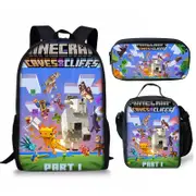 My World Square Bag Three-piece Set Lunch Bag Pencil Case Backpack Backpack