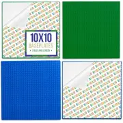 Peel-and-Stick Baseplates - 10 Inch x 10 Inch Baseplate - (2 Blue, 2 Green)