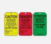 Accuform TSS200CTP PF-Cardstock Scaffold Status Tag, Legend"Danger/Caution/At