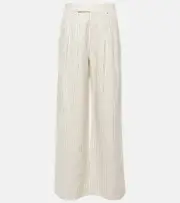 [Frame] Frame Mid-rise cotton and linen wide-leg pants AU 8 white