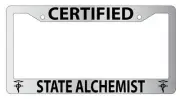 Chrome License Plate Frame Certified State Alchemist Auto Accessory Fullmetal