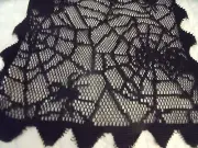 NEW Fall HALLOWEEN Black Lace TABLE RUNNER 13" X 54" Webs Spiders Pumpkins