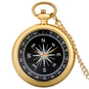 Classic Compass Design Pocket Watch Quartz Capless Pendant Necklace Chain Gifts