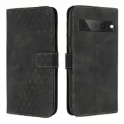 Google Pixel 7 Pro Case, PU Leather Flip Cover Magnetic Clasp Design Wallet Card Slots Stand Case - Black