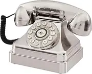 Crosley CR62-BC Kettle Classic Desk Phone with Push Button Technology, Brushed Chrome