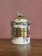 MacKenzie-Childs White Flower Market Enamel Mini 6" Canister New With Tag!