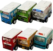 HEALSOPTHY 6Pcs Mini School Bus Pull Back for Early Learning Engaging Educational Car to Enhance Hand Eye Coordination and Cognitive Skills for Home and Travel
