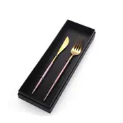 1Set Pink Gold Painted TablewareSe Set 18/10 Stainless Steel Cutlery Set 2pcs Knife Fork Set Dinnerware Set Holiday Gift Box