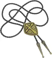 [Ipetboom] Cross Tie Necklace Vintage Antiqued Bolo Tie Western Necktie Cross Necktie Western Costume Accessories Zinc Alloy