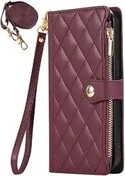 Crossbody Wallet Case for Sony Xperia 10 VI (2024) with Card Holder, Soft PU Leather Magnetic Snap Flip Zipper Strap Phone Cover - Red