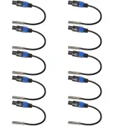 10 Speaker Cable Adapter Speakon Compatible to 1/4 In Inch 6.3mm Plug Connector