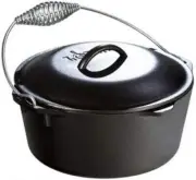 5 Quart Pre-Seasoned Cast Iron Dutch Oven with Lid - Wire Bail Handle for Easy T
