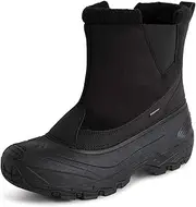 [POLAR] Mens Waterproof Outsole Deep Tread Fully Faux Fur Lined Winter Durable Snow Boots, Black Lace Up, 13