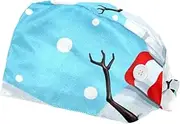 [WOSHJIUK] Working Hat 2 Pack Scrub Caps for Women,Cartoon Snow Christmas Snowman,Tie Back Cap Adjustable Scrub Hat