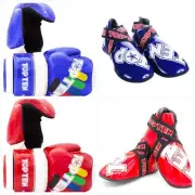 TOP TEN ITF TKD SET RED Blue Open Glossy Block Gloves Superlight KICKS TAEKWONDO