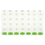 Ezy Dose, Weekly 4X/Day with Push Button Pop-Outs Medtime Planner, Green, 1 Count
