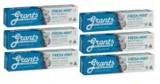 6 x Grants Natural Toothpaste Fresh Mint with Tea Tree Oil 110g No SLS
