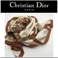 在飛比找蝦皮購物優惠-二手真品 Christian Dior 絲巾 藍513