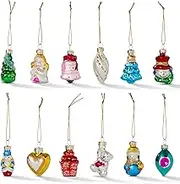 12 Christmas Mini Glass Baubles, Xmas Tree Ornament Hanging Decorations