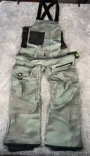 Quicksilver Utility Technical Snow Bib Pants Overalls Size Small Men Green