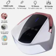 96W Cordless Wireless Rechargeable LED/UV Nail Lamp Gel Polish Light Dryer Timer