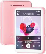 MP3 Player with Bluetooth 5.4, 128GB Portable Music Player with 2.4” Full Touch Screen Built-in Speaker, FM Radio, Recorder, Supports MicroSD up to 128GB, Great for Kids and Sports（Pink）