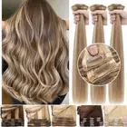 170G++ Extra Thick Double Weft Clip In Human Hair Extensions Full Head Highlight