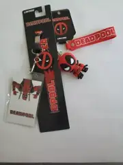 Deadpool Superhero Lanyard ID Badge Holder and Mini Figure Lanyard Key Clip New