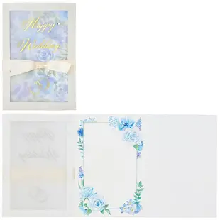 Sanrio結婚卡片/ 228-3/ 綁著緞帶的藍花束