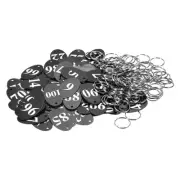 Oval Number Tags Key Tag with Ring, 1-100 Numbered Black ID Tag, Pack of 100