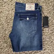 36x32 true religion men jeans - authentic dark shivering wash/geno relaxed slim