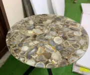 36" Agate Center Dining Table Top Handmade Natural Stones Work Home Decor