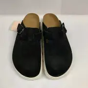 Birkenstock New w/ Box Boston Papillio Chunky Black Suede Regular Select Size