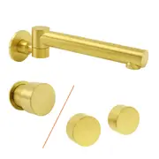 Brushed Gold Round Swivel Bathroom Spout Basin Mixer Faucet Water Outlet Hot Cold Tap