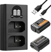 [K&F Concept] 2400mAh DMW-BLK22 Battery and Dual Slot LCD Battery Charger Compatible with Panasonic Lumix DC-S5 DC-S5 II DC-S5 IIX GH5 II GH6 S5II S5M2 GH5M2 Cameras
