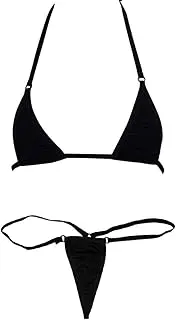 [Czizitong] Women's Micro G-String Bikini 2 Pieces Sliding Top Thong Small Bra