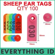 100 NUMBERED 1-100 SHEEP GOAT LAMB PIG PLASTIC LIVESTOCK 5x2cm EAR MARKING TAGS