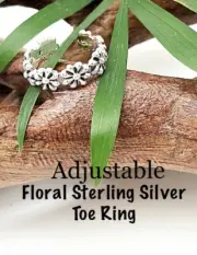 Flower Toe Ring, Sterling Silver, Adjustable, Ships in Gift Box! NEW!
