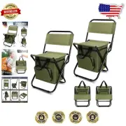 Lightweight 2-Piece Fishing and Camping Stool Set with Cooler Bag and Backrest