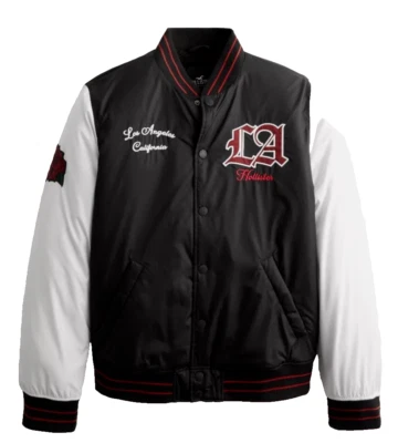 Hollister Los Angeles California Rose Varsity Bomber Jacket Men’s XS Black NWT