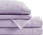 True North by Sleep Philosophy Micro Fleece Bed Sheet Set, Warm, Sheets with 14" Deep Pocket, for Cold Season Cozy Sheet-Set, Matching Pillow Case, Queen, Lavender, 4 Piece